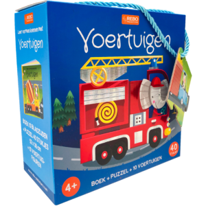Voertuigen - Puzzel + Boek incl 10 figuren