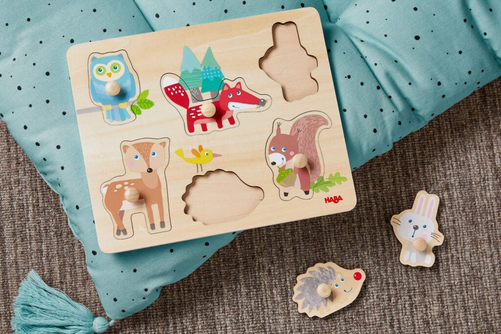 Houten inlegpuzzel Bosdieren